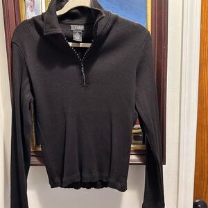 Rafaella Black Ribbed Turtleneck Sweater